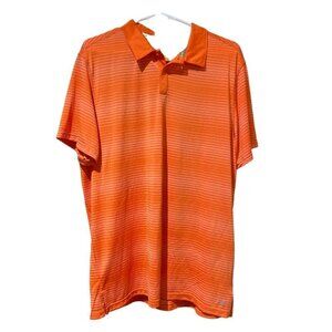 NordicTrack Athletic Fit Mens Large NT Dri Orange Striped Polo